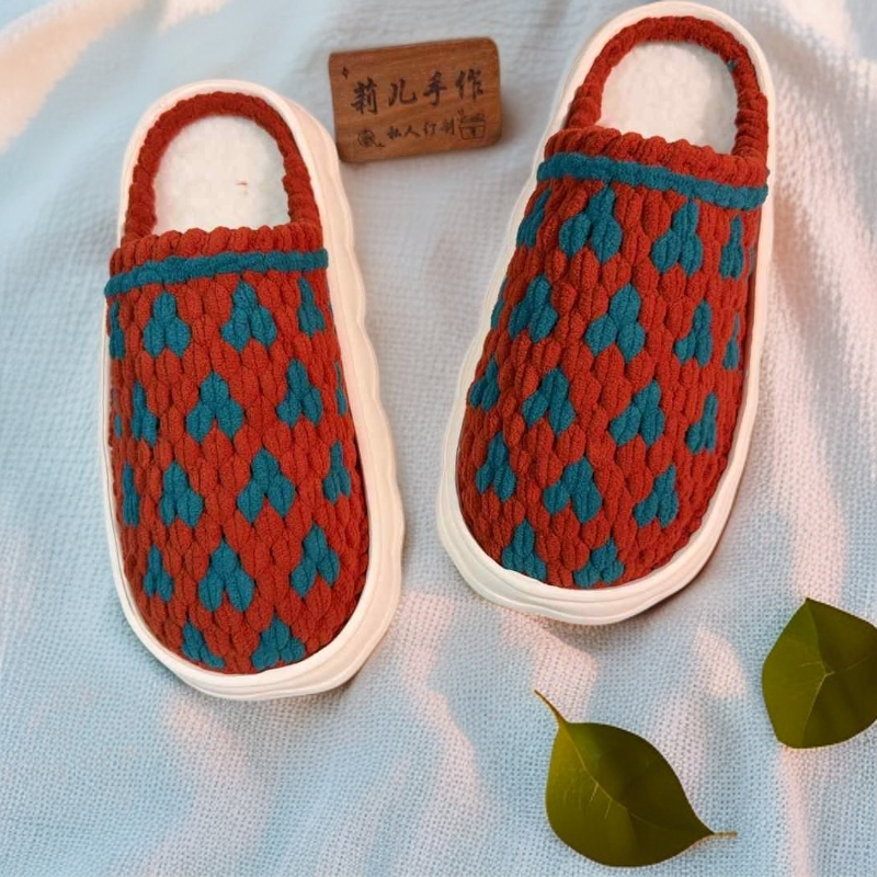 （材料包）爱心款踩屎感加厚宽松羊羔毛鞋垫EVA发泡底舒适保暖棉拖