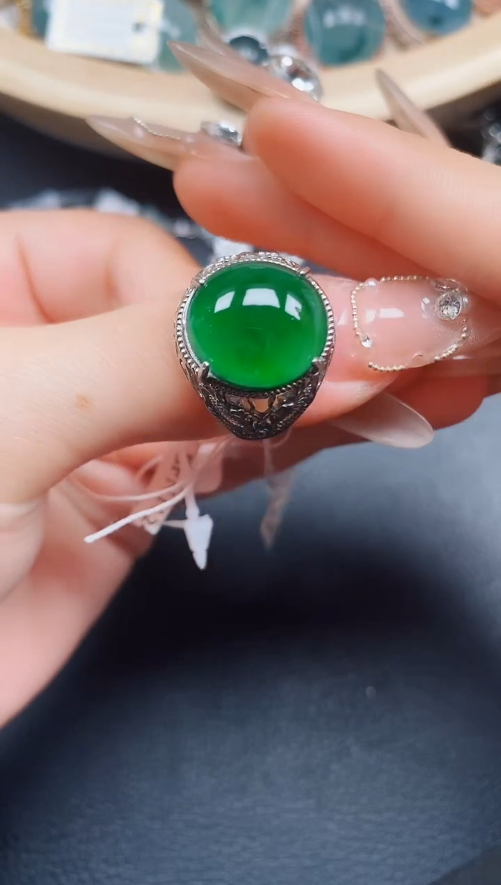 【闪购商品】翡翠戒指银S925镶嵌翡翠
