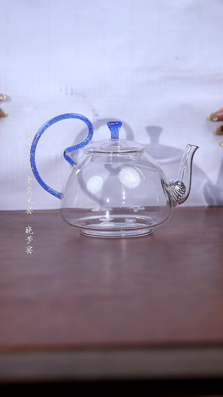 陶瓷自慢堂-花茶壶蓝亮片