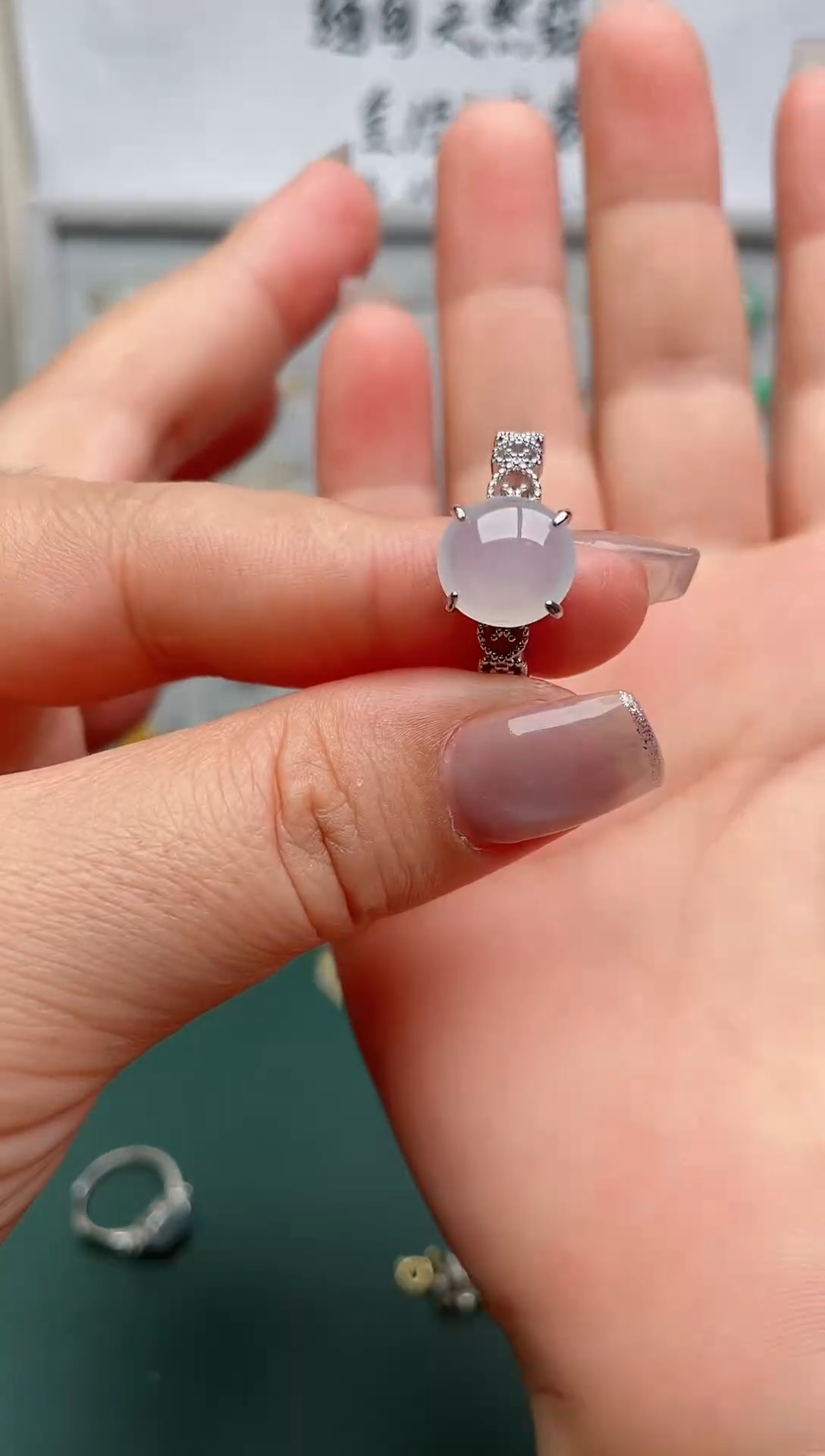 翡翠戒指银S925镶嵌.