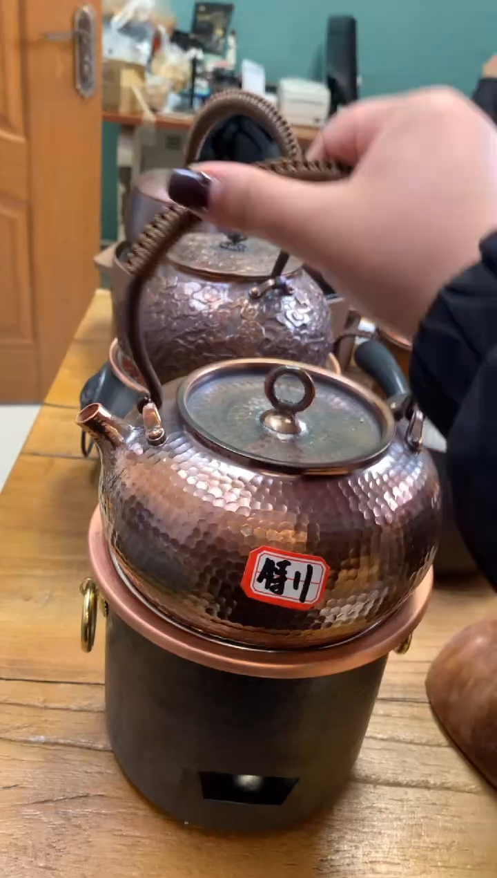 紫铜做旧北村圆环提梁壶