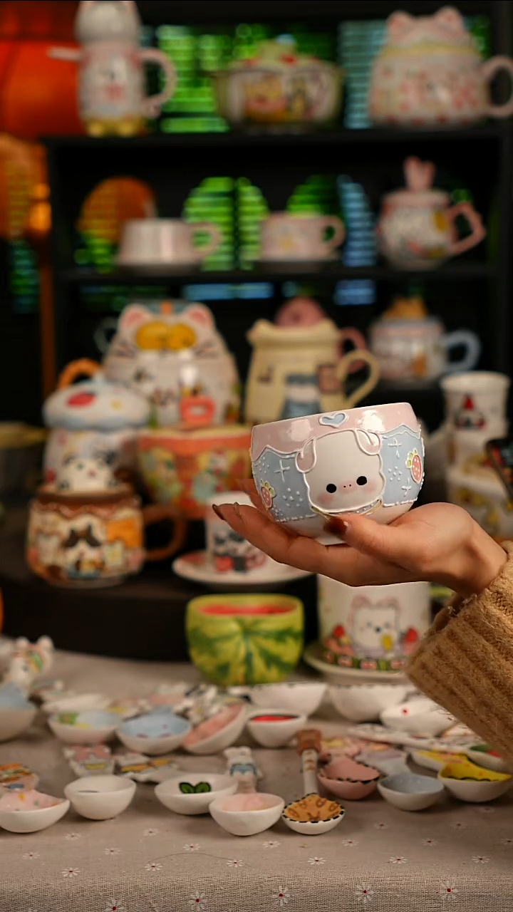 陶瓷无盖款景德镇高温釉下彩纯手绘创意瓷 