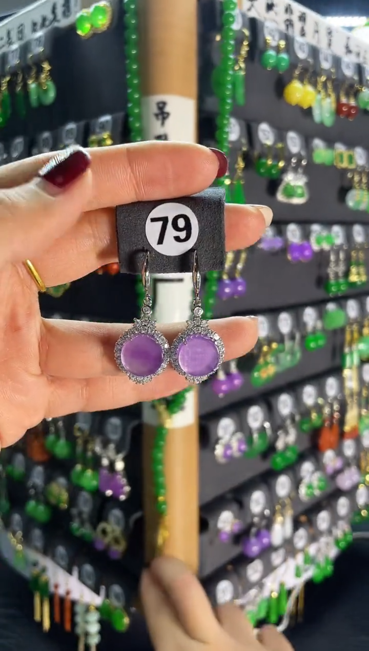 【闪购商品】翡翠耳饰银S925镶嵌79...