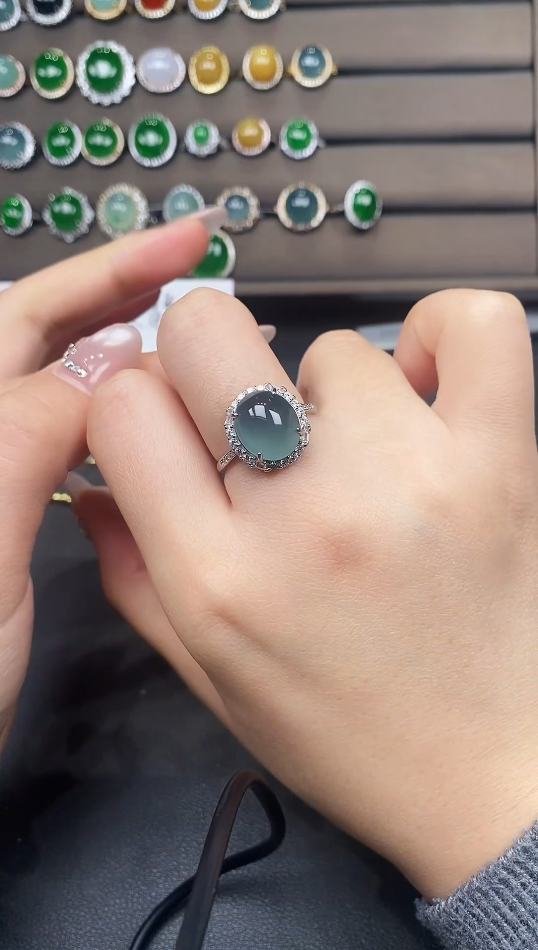 银S925镶嵌戒指翡翠111