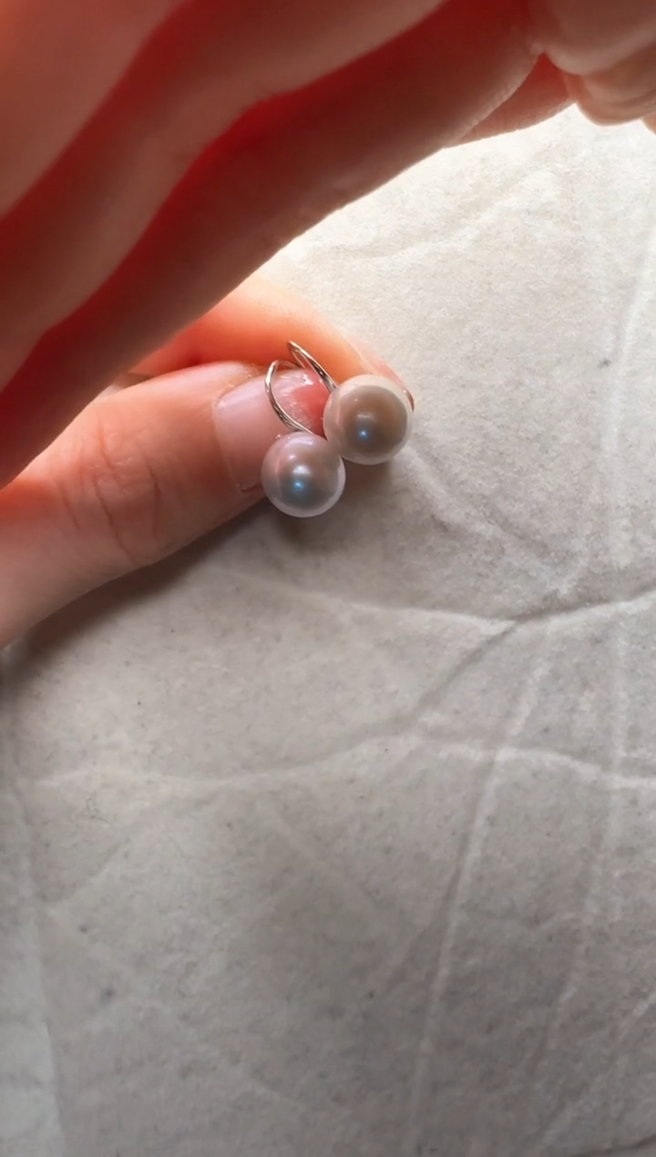 【闪购商品】淡水珍珠耳饰银S925镶嵌11号极光耳钩