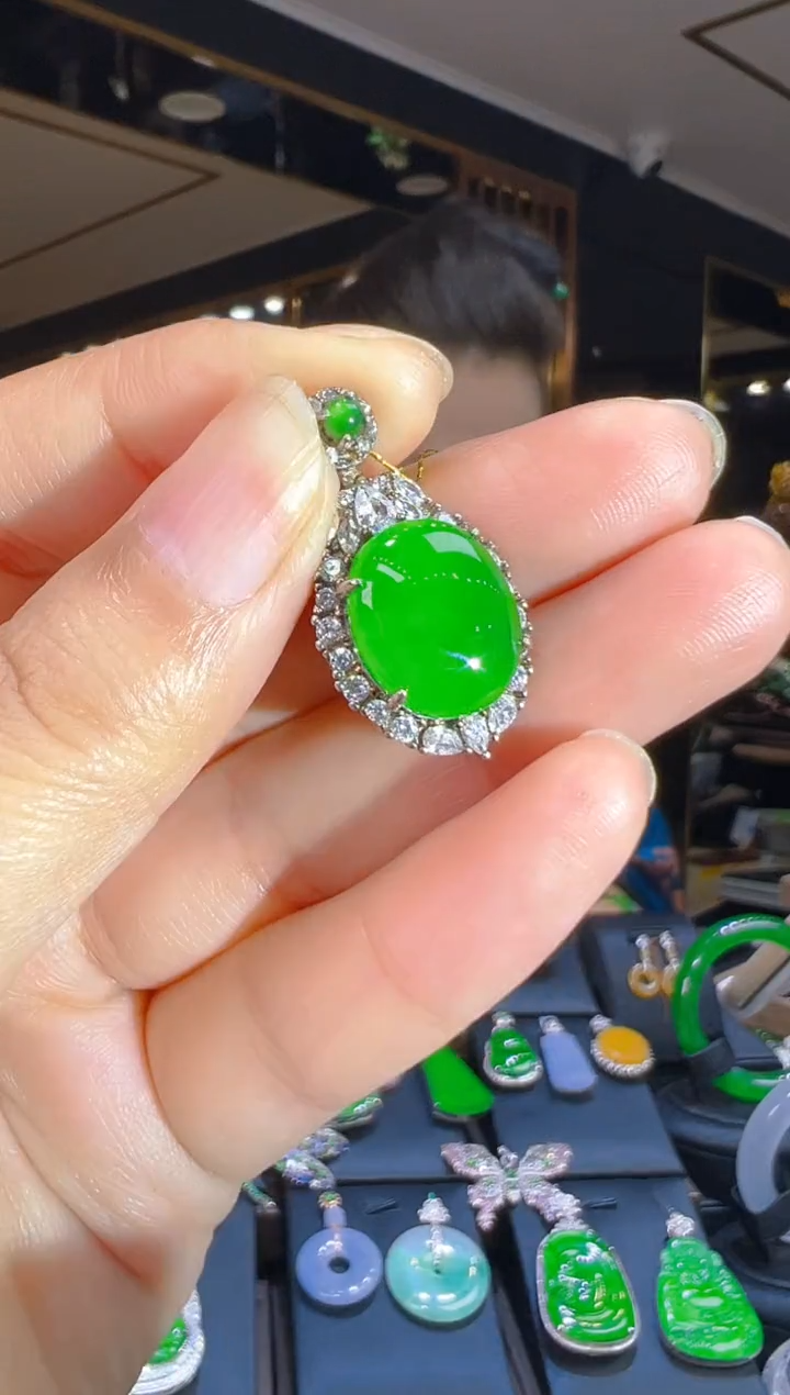 翡翠银S925镶嵌吊坠(赠链)118（多样性发其一）