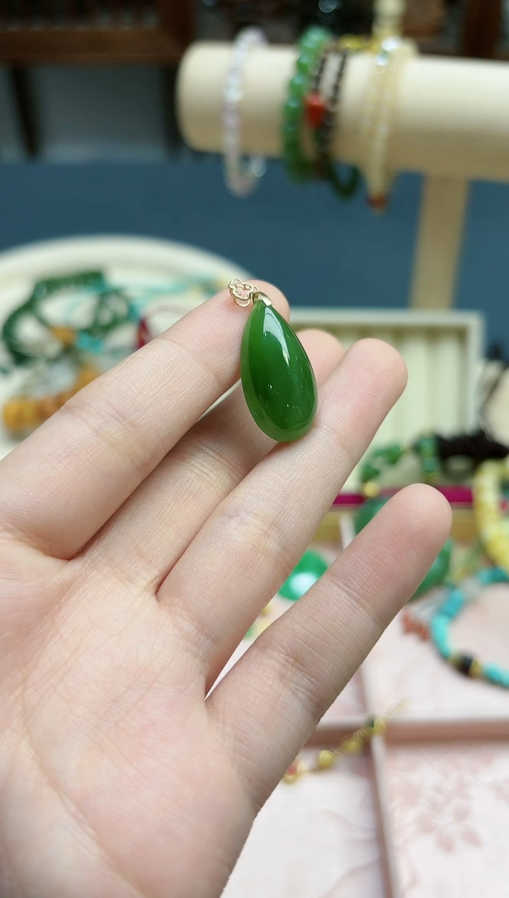 【闪购商品】和田玉吊坠18K金镶嵌18k金和田玉吊坠*1 MY赠链