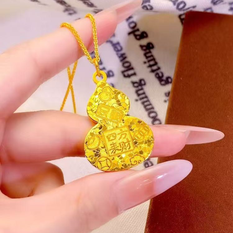 福韵天玺 铜合金吊坠 《玺系列》CNC四方来财葫芦吊坠精致金色经典