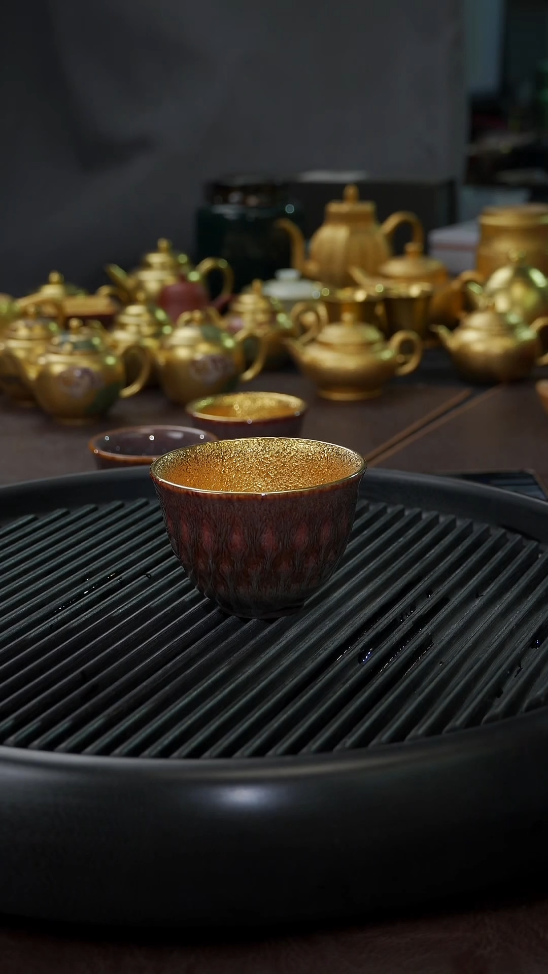 【闪购商品】杯【宜景窑天目釉红釉鎏金系列】中星月菩提