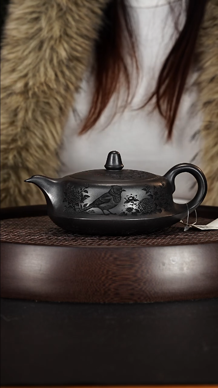茶壶紫砂宜兴紫砂壶石黄泥料曲壶300cc