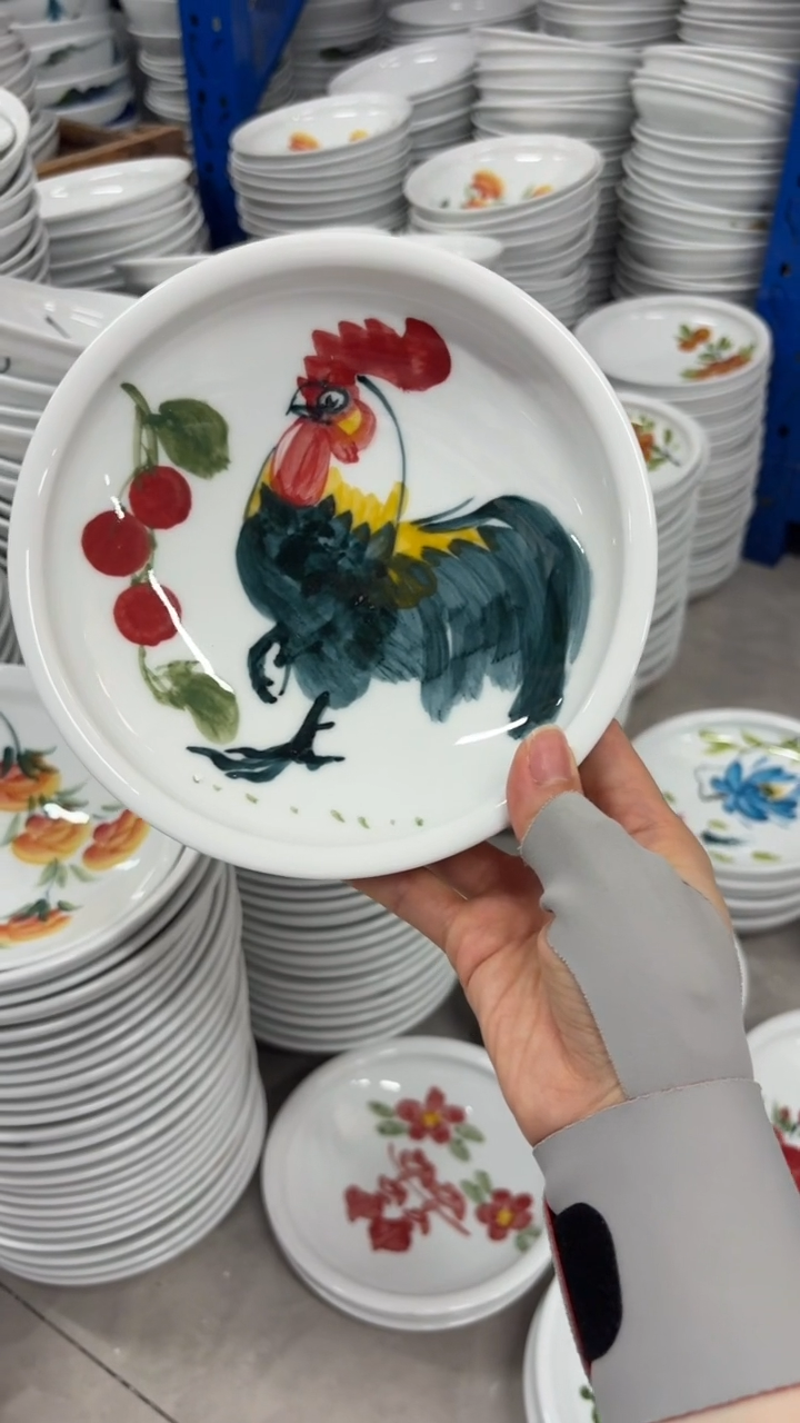 瓷片景德镇高温釉中彩-小月亮盘2