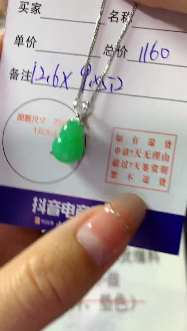 颈饰银S925镶嵌翡翠翡翠