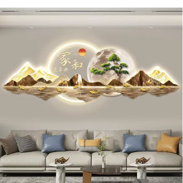 新款家和万事兴高级亚克力防水灯光画装饰设计个性实物快递定制