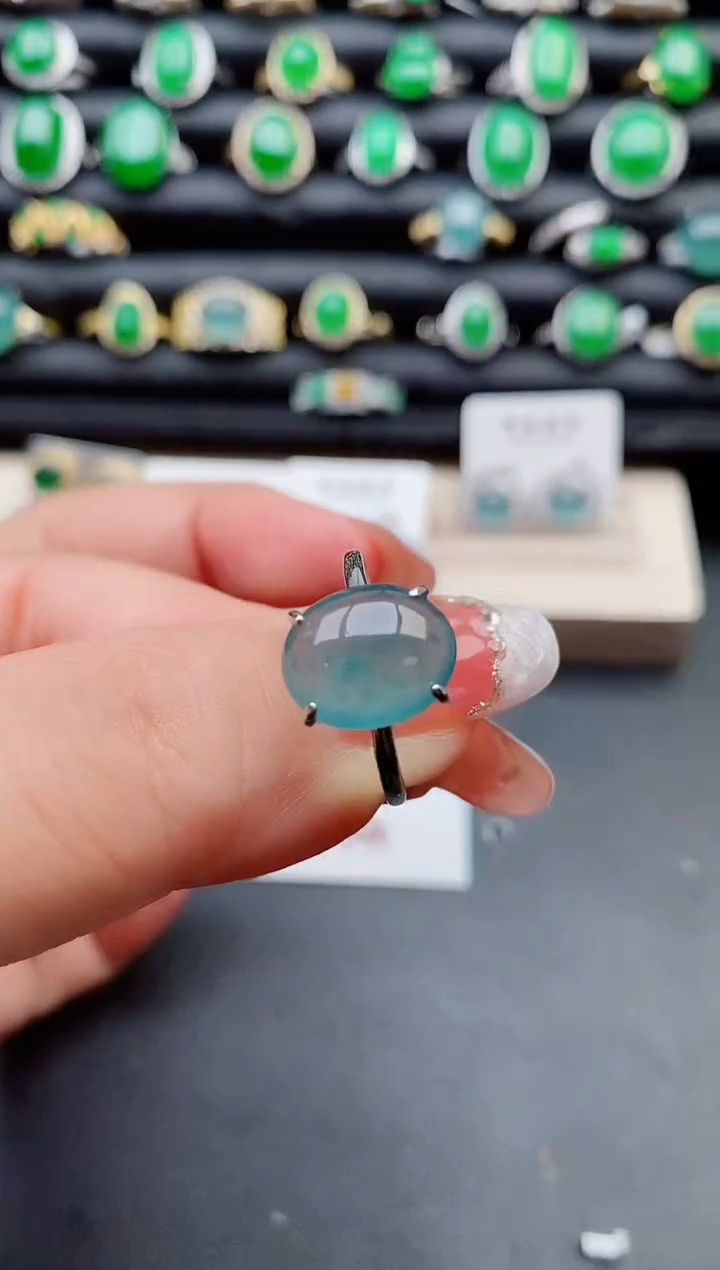 【闪购商品】翡翠戒指银S925镶嵌0800