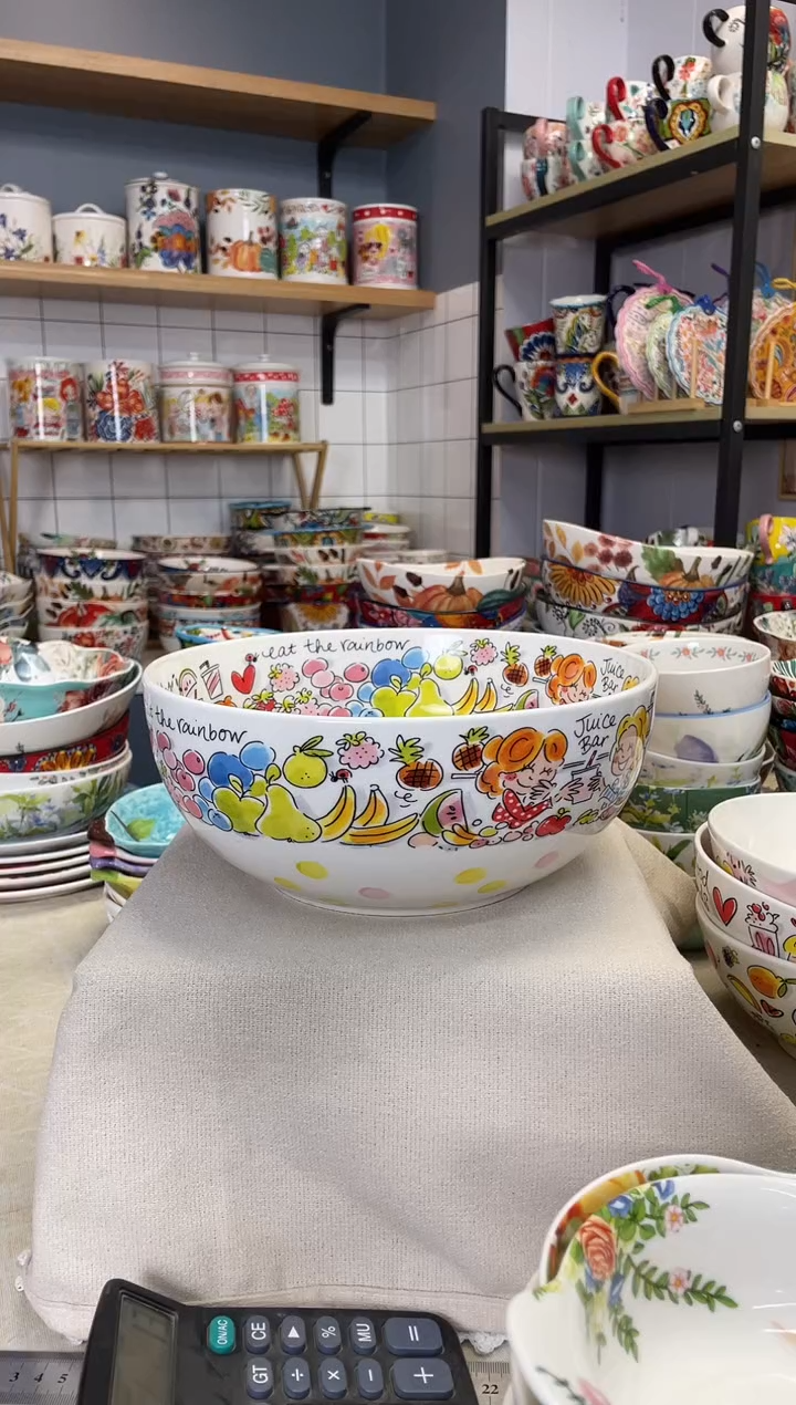 瓷片紫*白色波点10英寸大盆