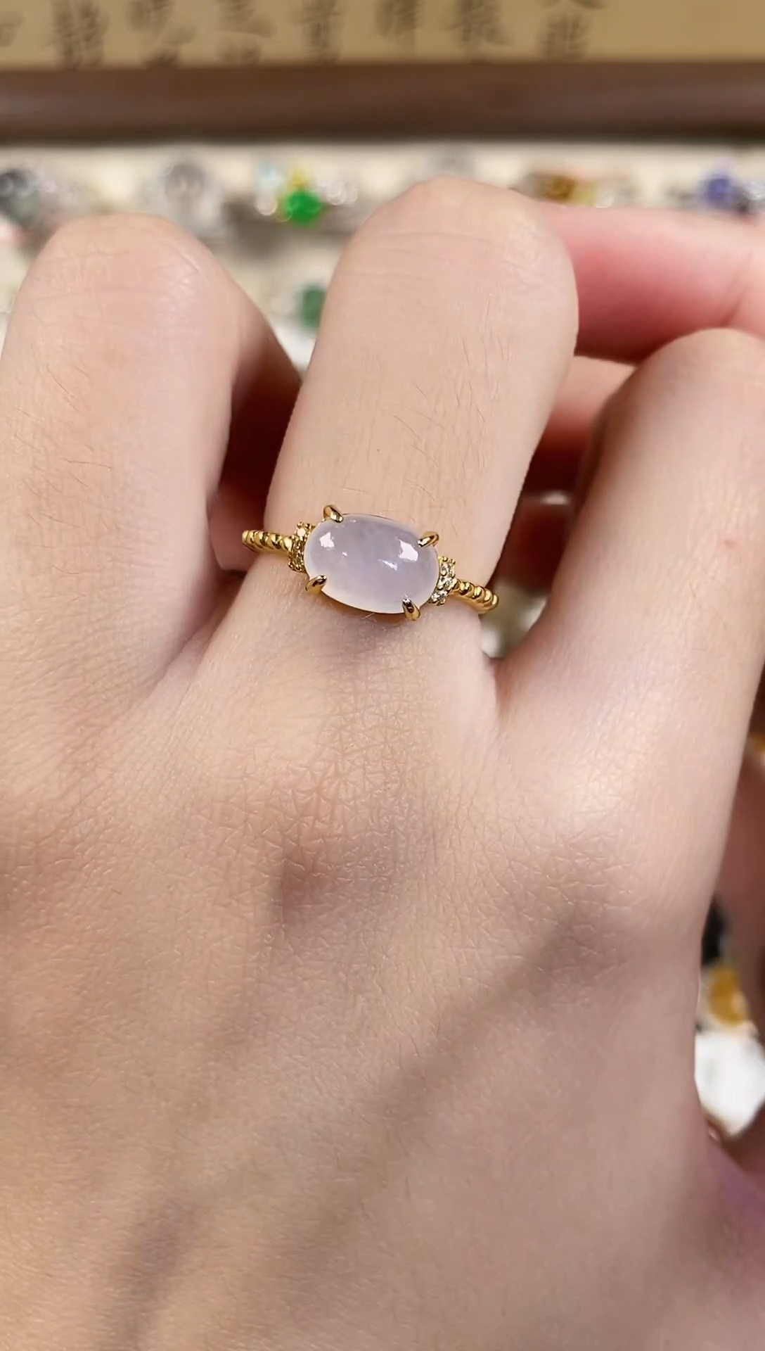 银S925镶嵌戒指翡翠 天然A货翡翠2