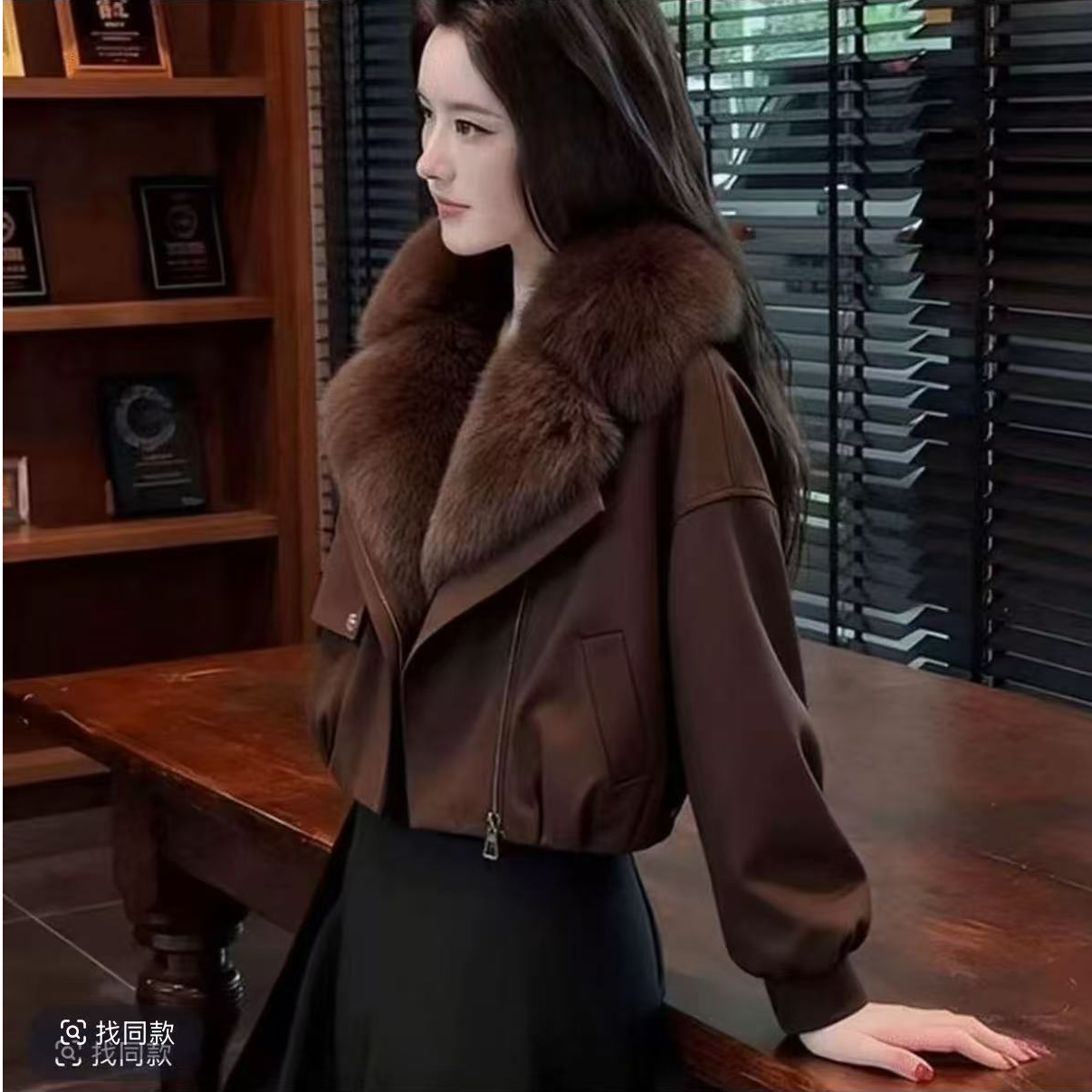 【自带毛领】2025冬季加棉加厚小众毛领短款棉服女慵懒风外套大衣