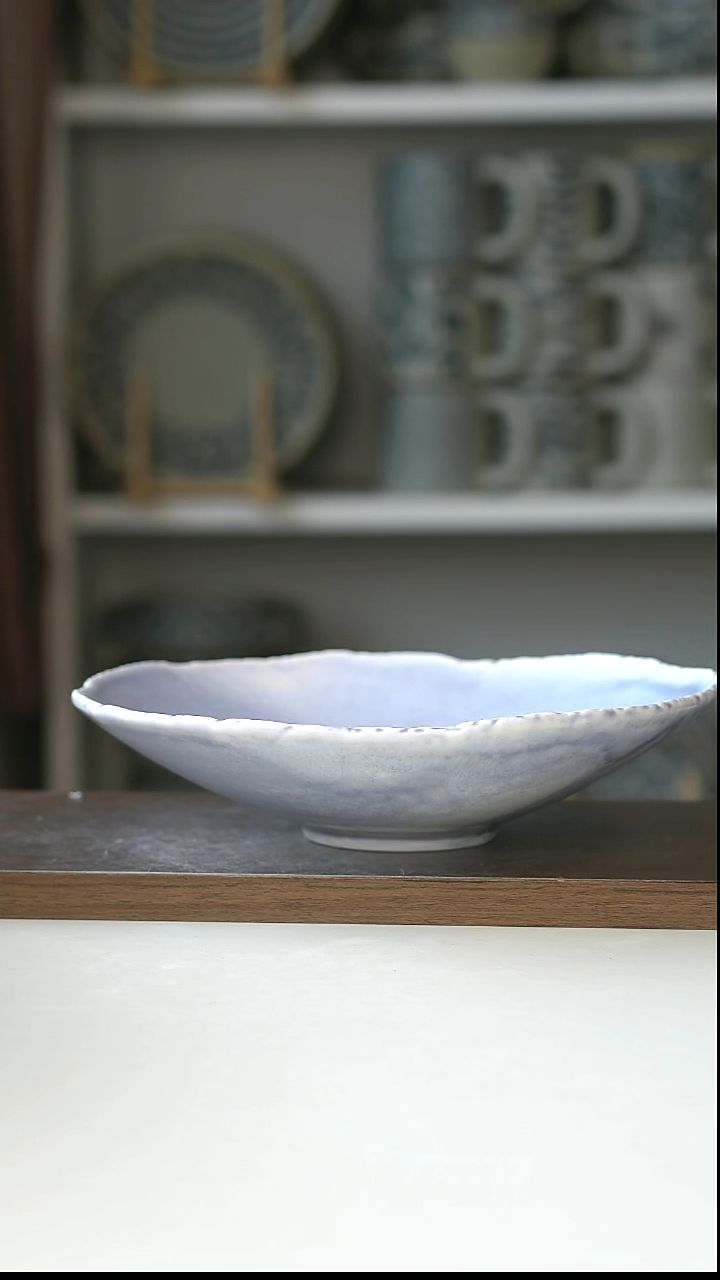 陶DXC砚山冰心蓝斗笠盘21.5cm@4-2@