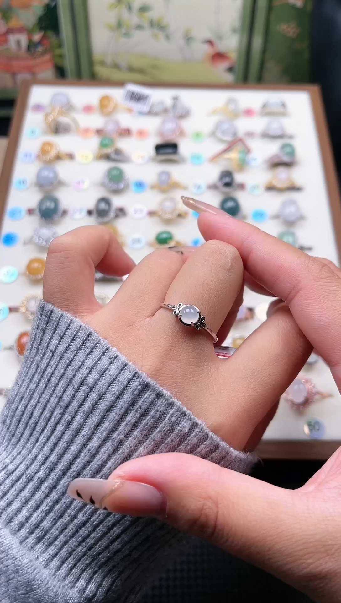 【闪购商品】翡翠戒指银S925镶嵌天然A货翡翠戒指