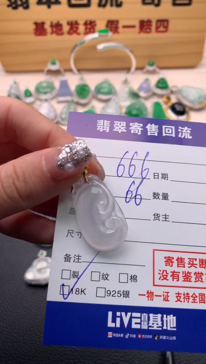 【闪购商品】翡翠颈饰18K金镶嵌21012420