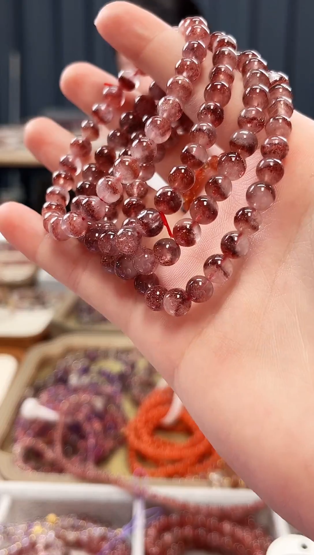 未镶嵌手串水晶金草莓超七单圈手串6mm【多样性发一】