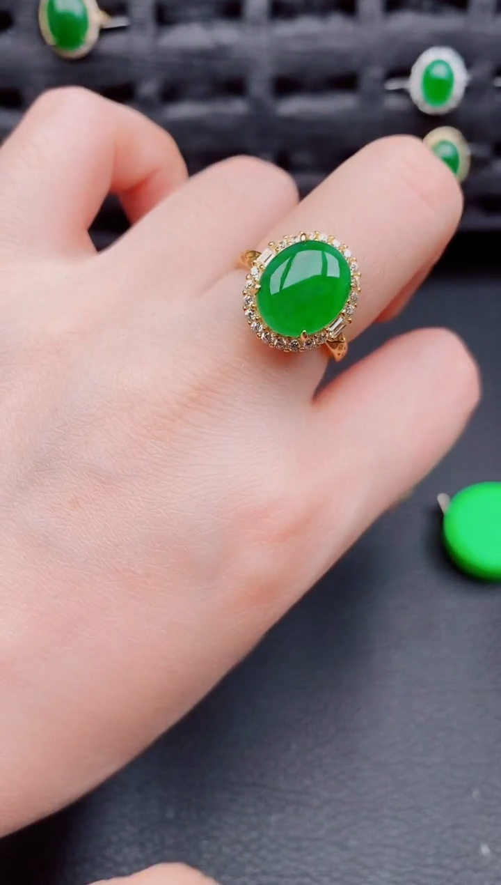 【闪购商品】翡翠戒指银S925镶嵌天然a货翡翠403