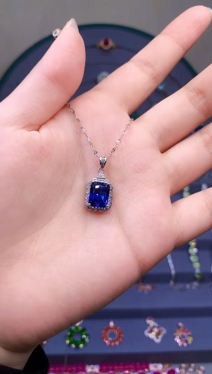 【闪购商品】蓝宝石项链银S925镶嵌15