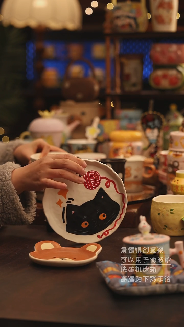 陶瓷景德镇可爱陶瓷釉下彩绘设计师款