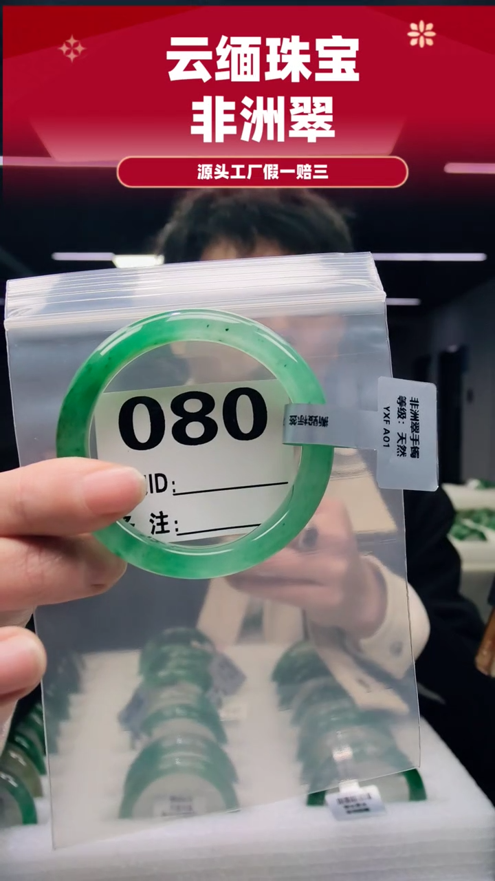 未镶嵌手镯石英质玉（非洲翠）53圈口080