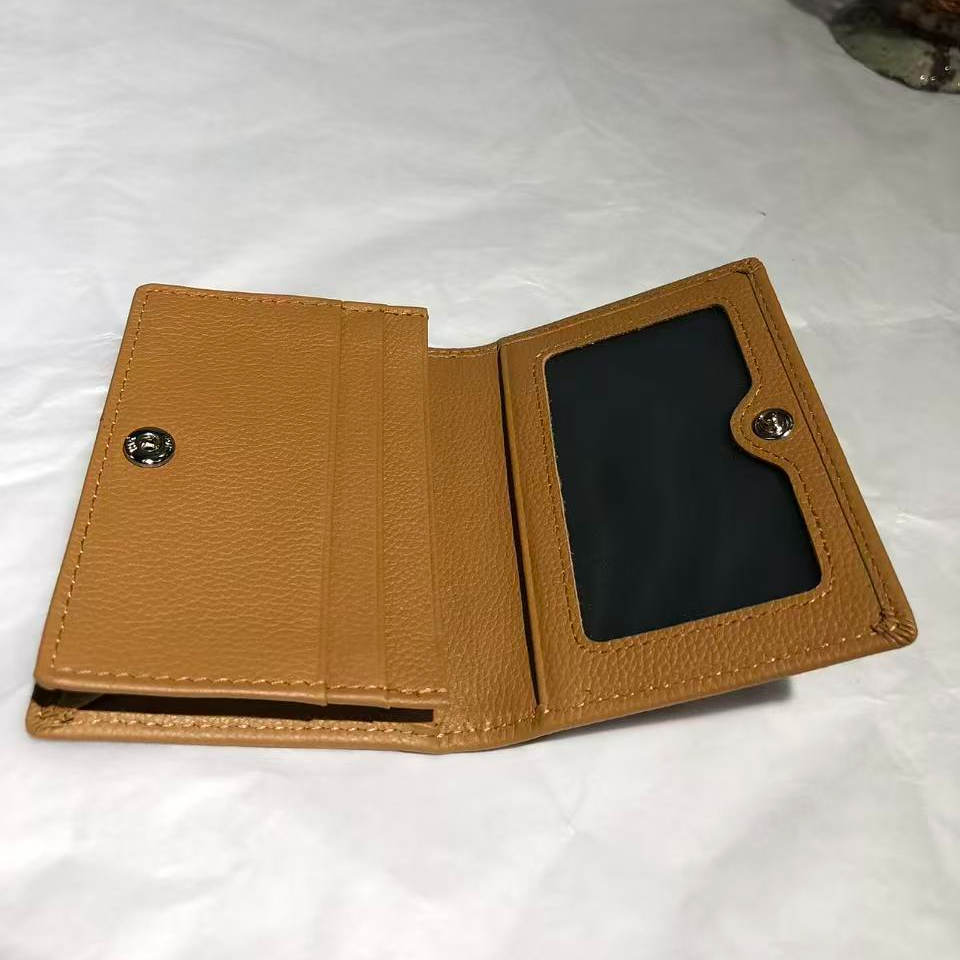 多功能名片包大容量搭扣名片袋多卡位镜窗卡包纯色信用卡套