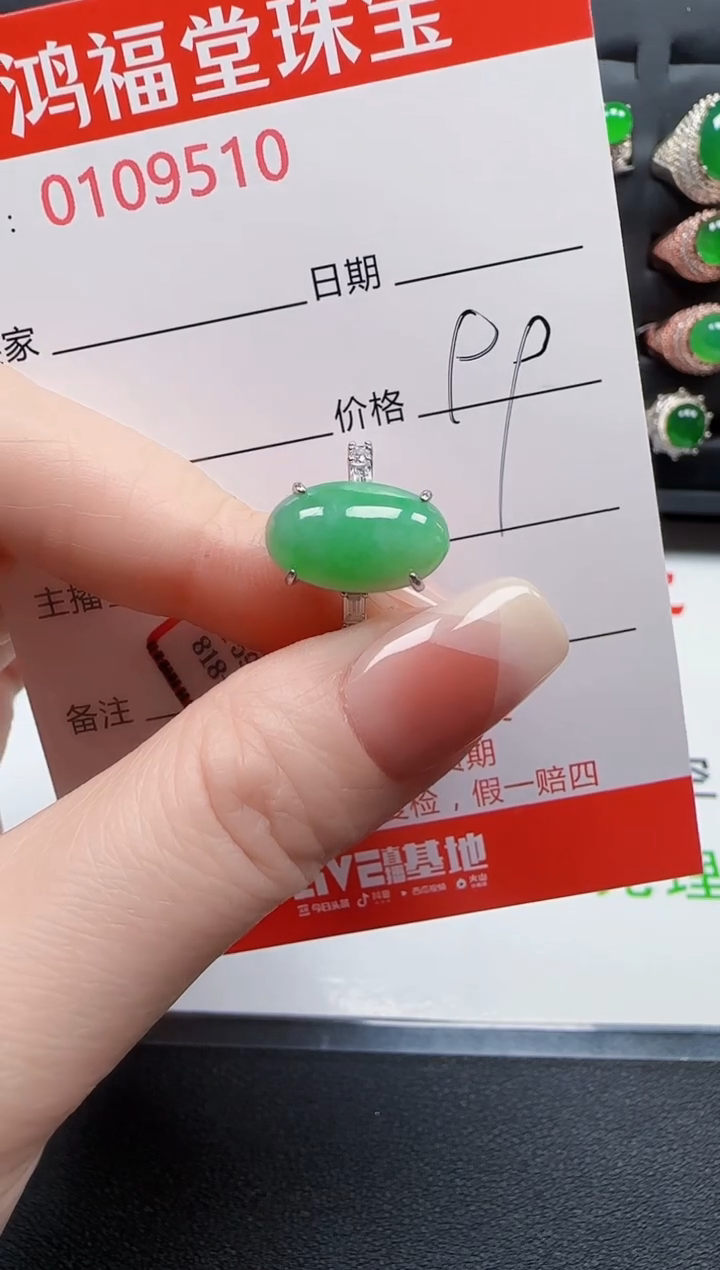 【闪购商品】翡翠戒指银S925镶嵌9510