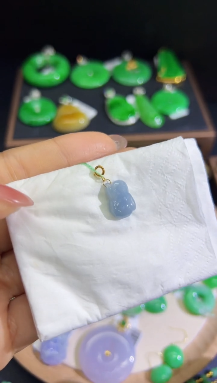 【闪购商品】翡翠颈饰18K金镶嵌Q缅料A货翡翠/支持复检/一件