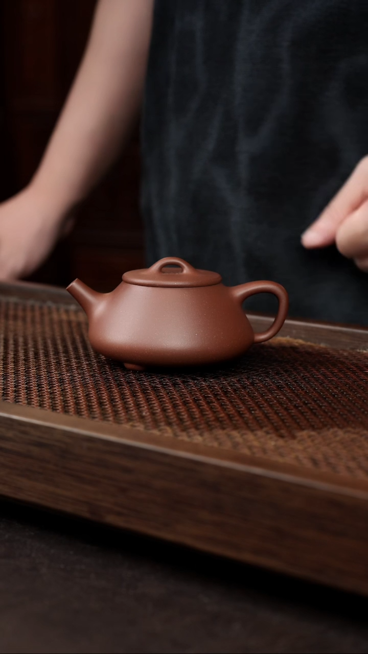 茶壶紫砂老紫泥平盖石瓢