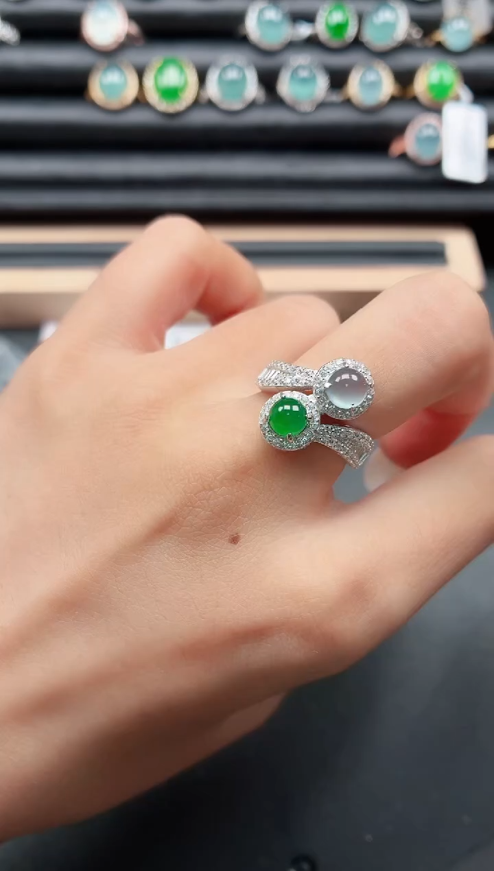 翡翠戒指银S925镶嵌11111