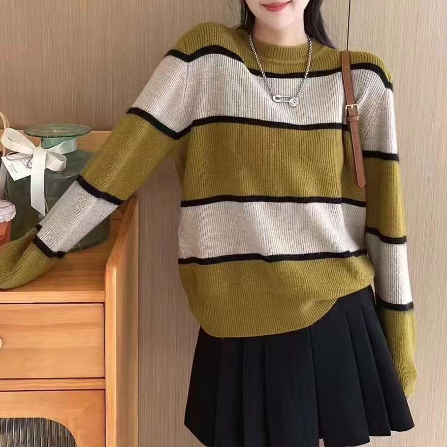 277#新款条纹长袖套头针织衫8