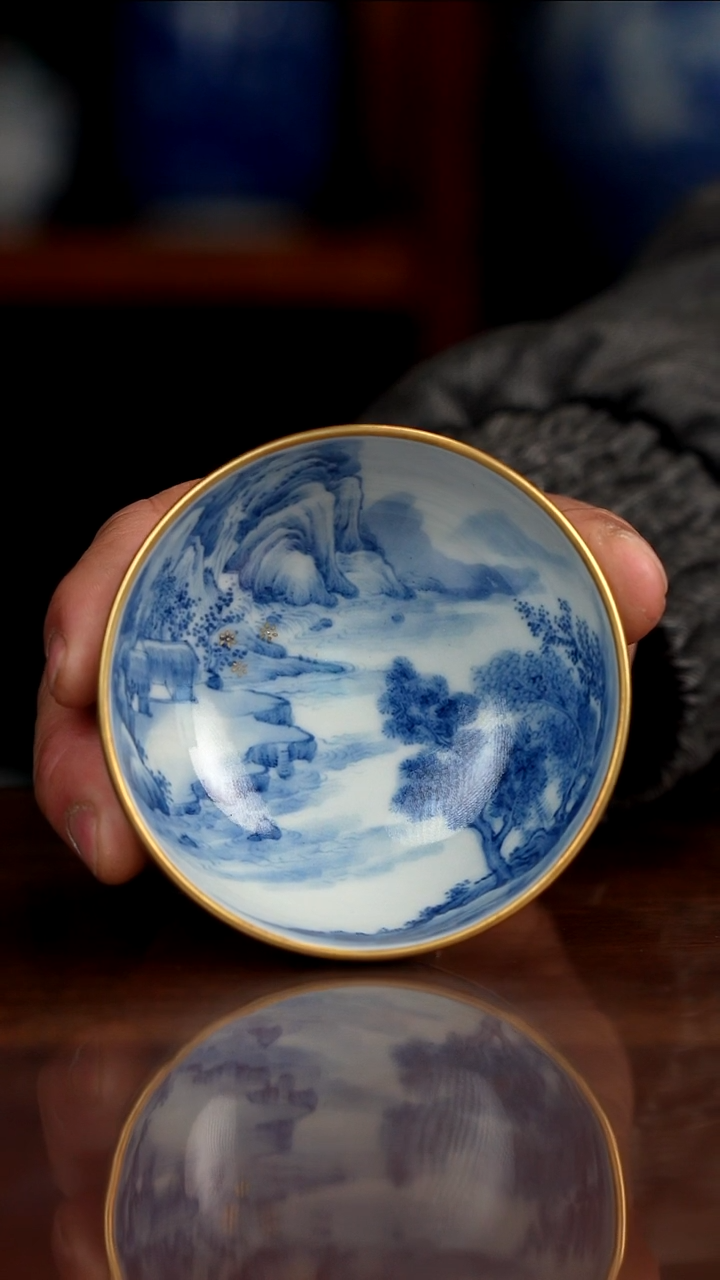 景琳藏青花北派山水