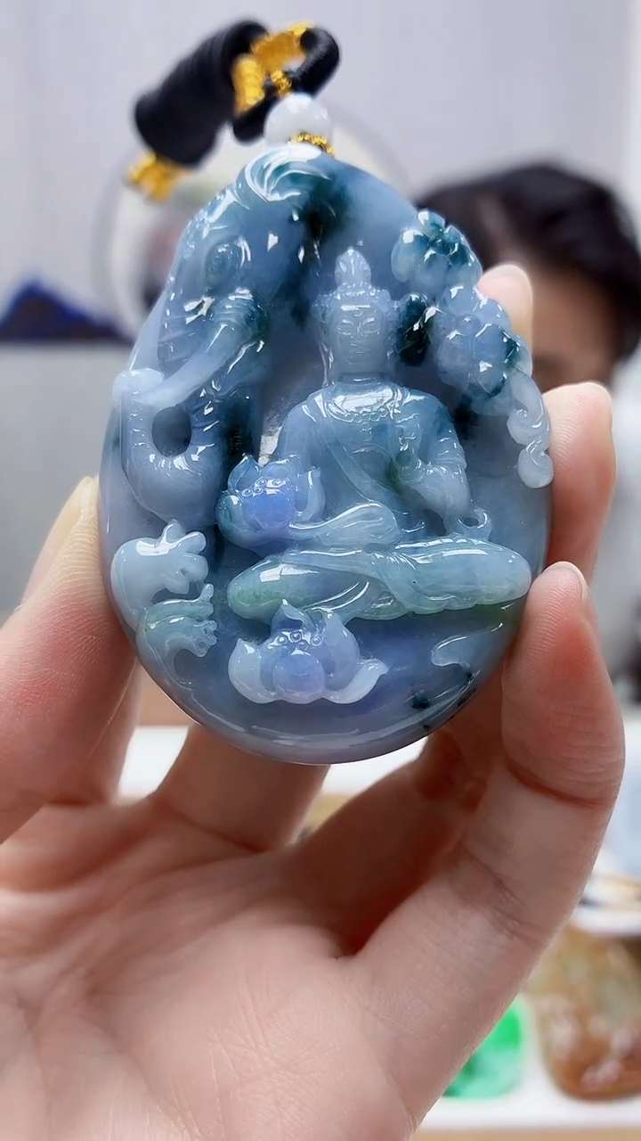 未镶嵌定制翡翠5060zm-毛货挂件115普贤