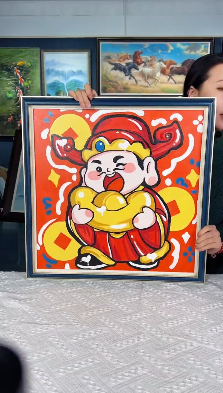 【闪购商品】油画108号 50*50 财神-手绘油画