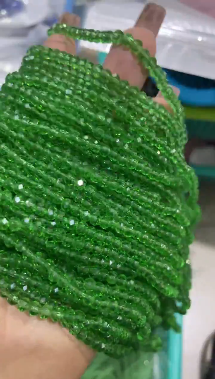 玻璃28050卡4水晶扁10条草绿