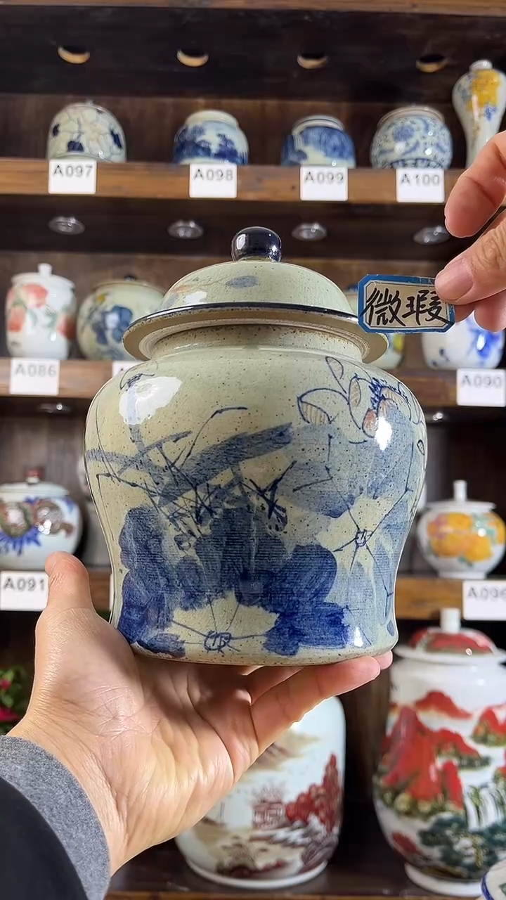 【闪购商品】纯手工手绘荷塘月色2储物罐
