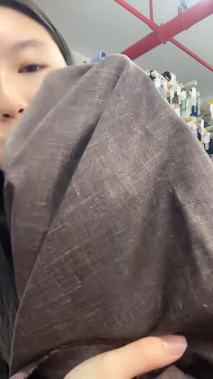 羊毛1.5米意大利进口精纺羊毛+麻面料红调咖色