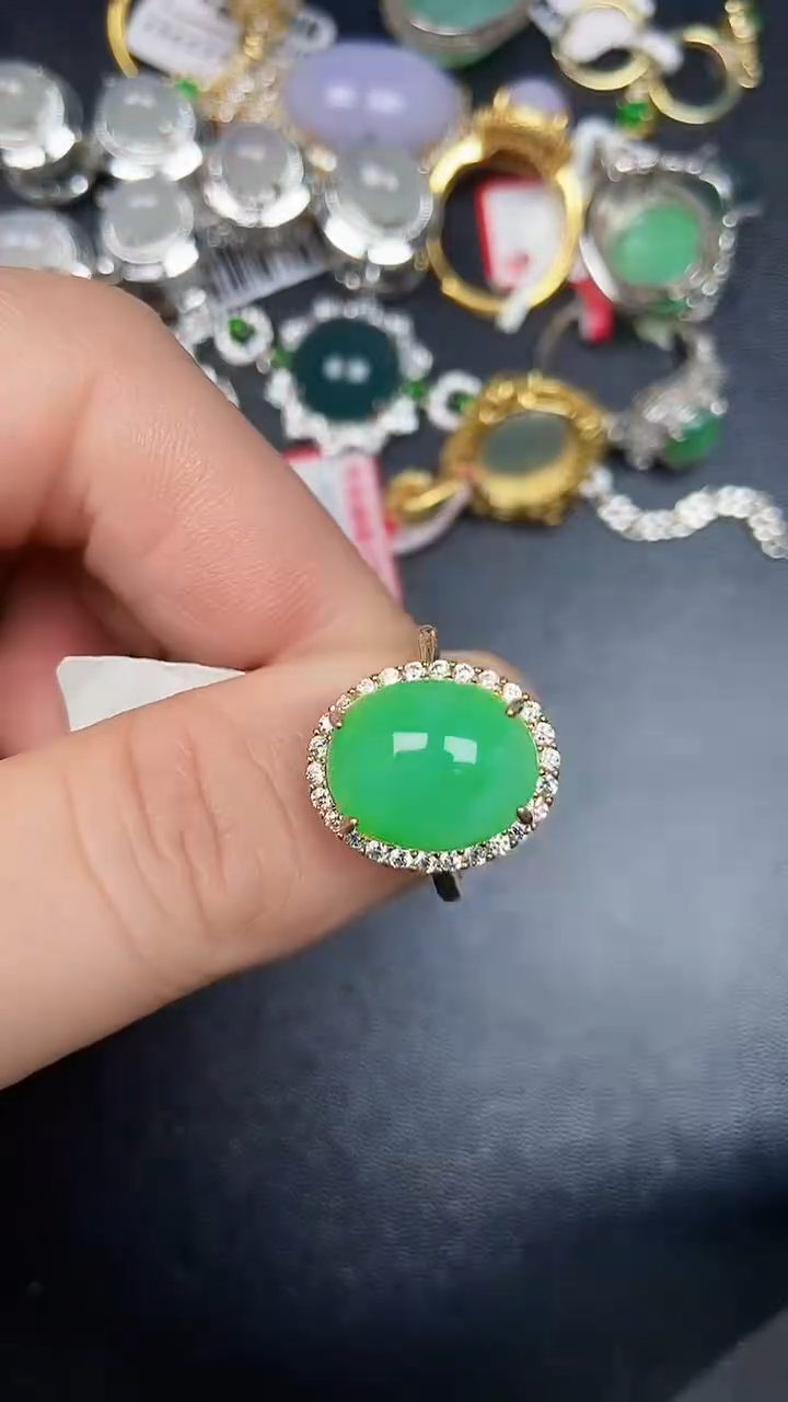 银S925镶嵌戒指翡翠1110