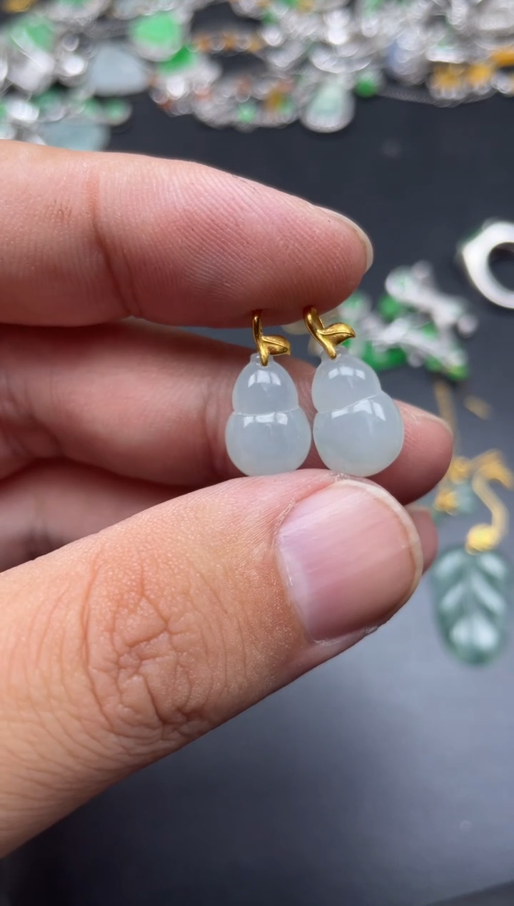 【闪购商品】翡翠耳饰18K金镶嵌塑寄售不退换