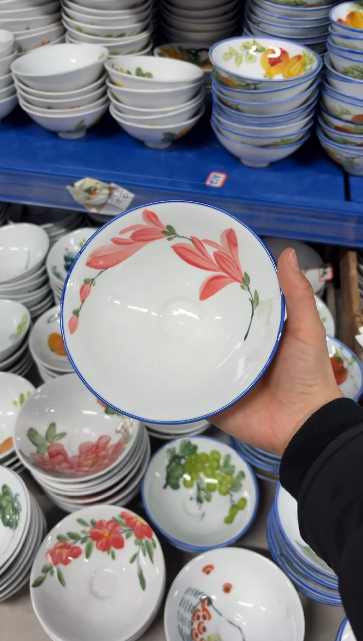 景德镇高温陶瓷食品级手绘釉中彩-斗笠碗