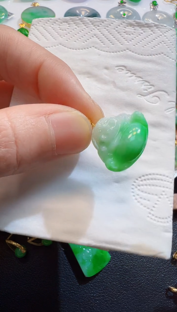 翡翠18K金镶嵌吊坠(不含链)佛公