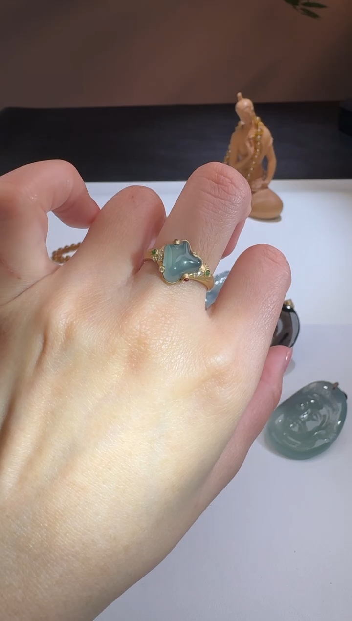 【闪购商品】翡翠颈饰18K金镶嵌雅 14圈口