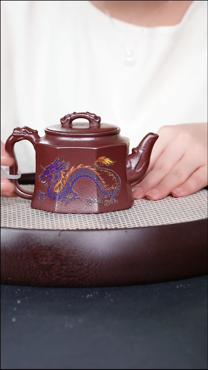 茶壶紫砂宜兴紫砂壶变色双龙h06035