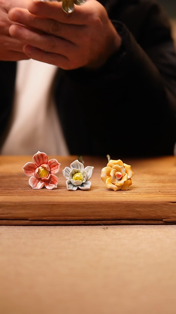 【闪购商品】@陶园瓷舍@纯手工陶瓷花@随机3朵