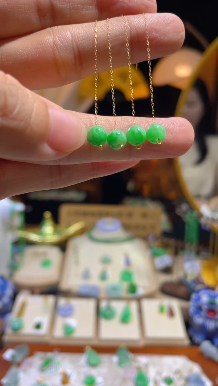 翡翠18K金镶嵌颈饰耳线 多样性发货 发其一