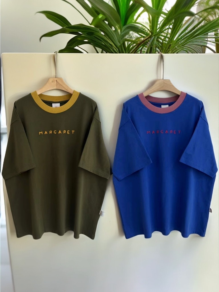 【拼色】夏季多巴胺绿色宽松短袖T恤女装小众气质上衣